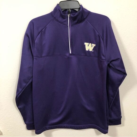 Champion Men's UW Washington Huskies Purple Quarter Zip Pull over Sweatshirt - Picture 1 of 8